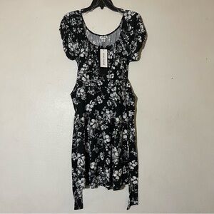 Rebel Sugar Black and White Floral Midi Dress